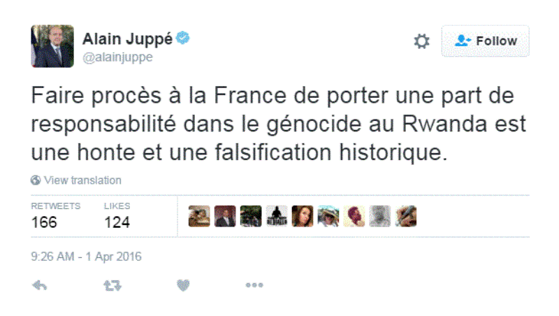 Juppé aherutse kuvuga ko bidakwiye gushinja igihugu cye uruhare muri Jenoside yakorewwe Abatutsi