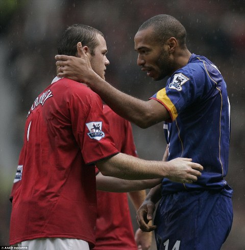 Thierry Henry na Wayne Rooney wa gatatu mu bamaze gutsinda ibitego byinshi muri Premier League
