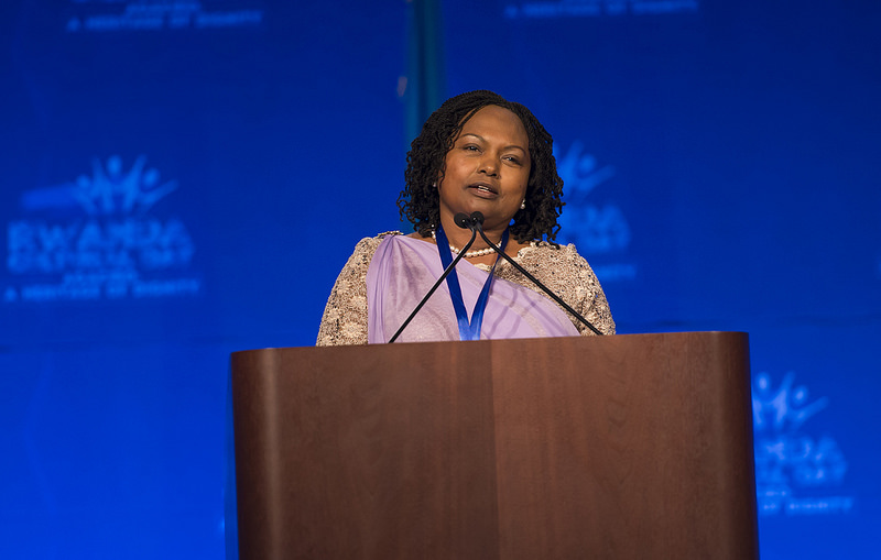Ambasaderi w’u Rwanda muri Leta Zunze Ubumwe za Amerika, Mathilde Mukantabana ageza ubutumwa ku bitabiriye Rwanda Cultural Day