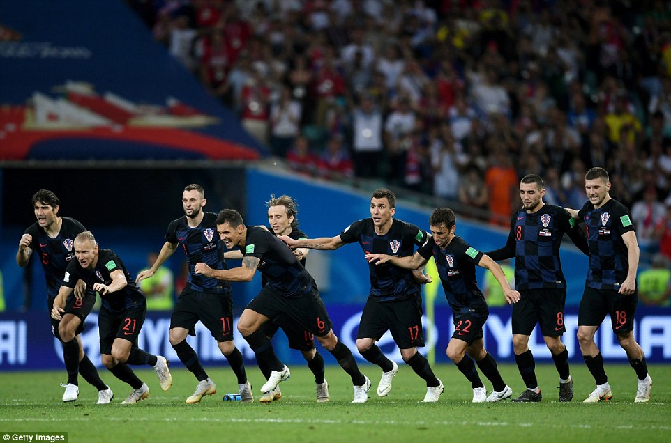 Abakinnyi ba Croatia bishimira intsinzi nyuma ya penaliti