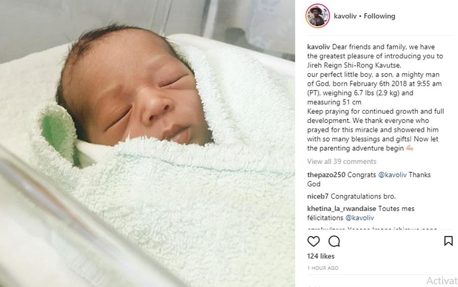 Mu butumwa yanyujije kuri Instagram, Kavutse Olivier yishimiye inshingano zo kuba umubyeyi