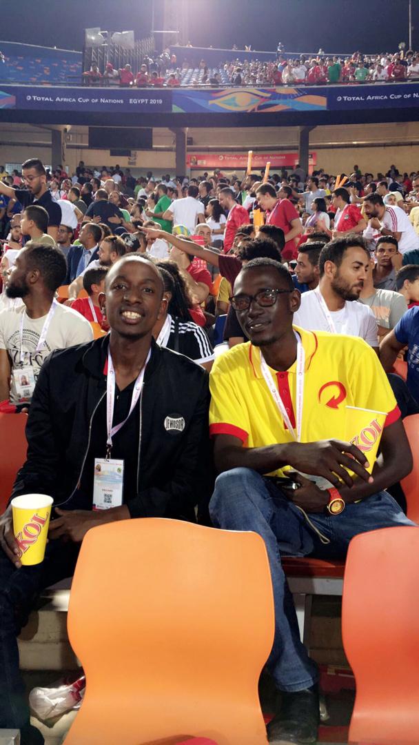 Muri Stade Mpuzamahanga ya Cairo ubwo bakurikiranaga umukino wa nyuma wa CAN 2019
