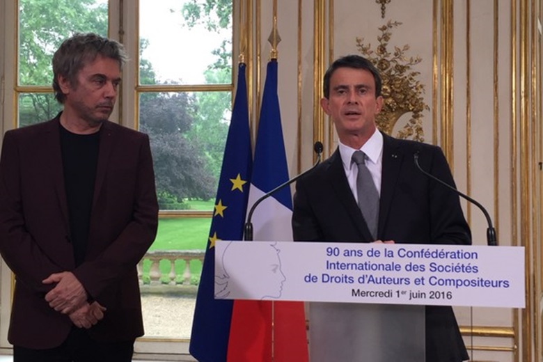 Jean-Michel Jarre, Perezida wa CISAC na Minisitiri w'Intebe Manuel Valls