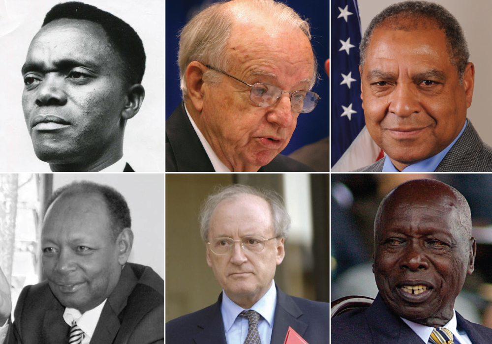 Abantu batandukanye bagiye bagaragaza ko bashyigikiye umugambi wo gushinga igihugu cy'Abahutu n'icy'Abatutsi: Duhereye ibumoso hejuru: Grégoire Kayibanda; Umunyamerika Thomas Melady; George Moose wari ushinzwe Afurika muri Minisiteri y’Ububanyi n’Amahanga ya Amerika; Jean Baptiste Bagaza wahoze ayoboye u Burundi; Hubert Védrine wabaye Minisitiri w’Ububanyi n’Amahanga w’u Bufaransa n'uwahoze ayoboye Kenya, Daniel Arap Moi
