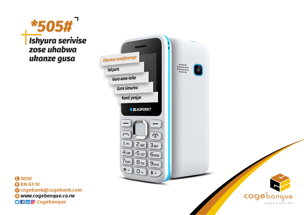Ukoresha Cogebanque ashobora kubona serivisi zitandukanye kuri telefoni ye igendanwa