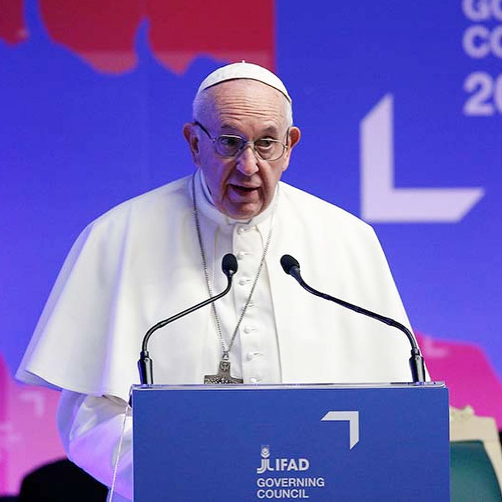 Papa Francis ageza ijambo ku bari bitabiriye uyu muhango