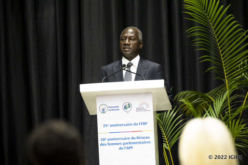 Perezida w'Inteko Ishinga Amategeko y'ibihugu byibumbiye muri Francophonie, Adama Bictogo ageza ubutumwa ku bitabiriye ibi biganiro