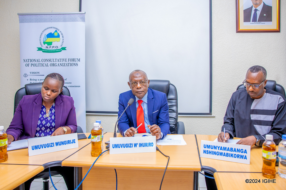 Ihuriro ry’Igihugu Nyunguranabitekerezo ry’Imitwe ya Politiki NFPO ryagiranye ikiganiro n'Itangazamakuru ku bijyanye n'uko amatora yo mu Rwanda yagenze