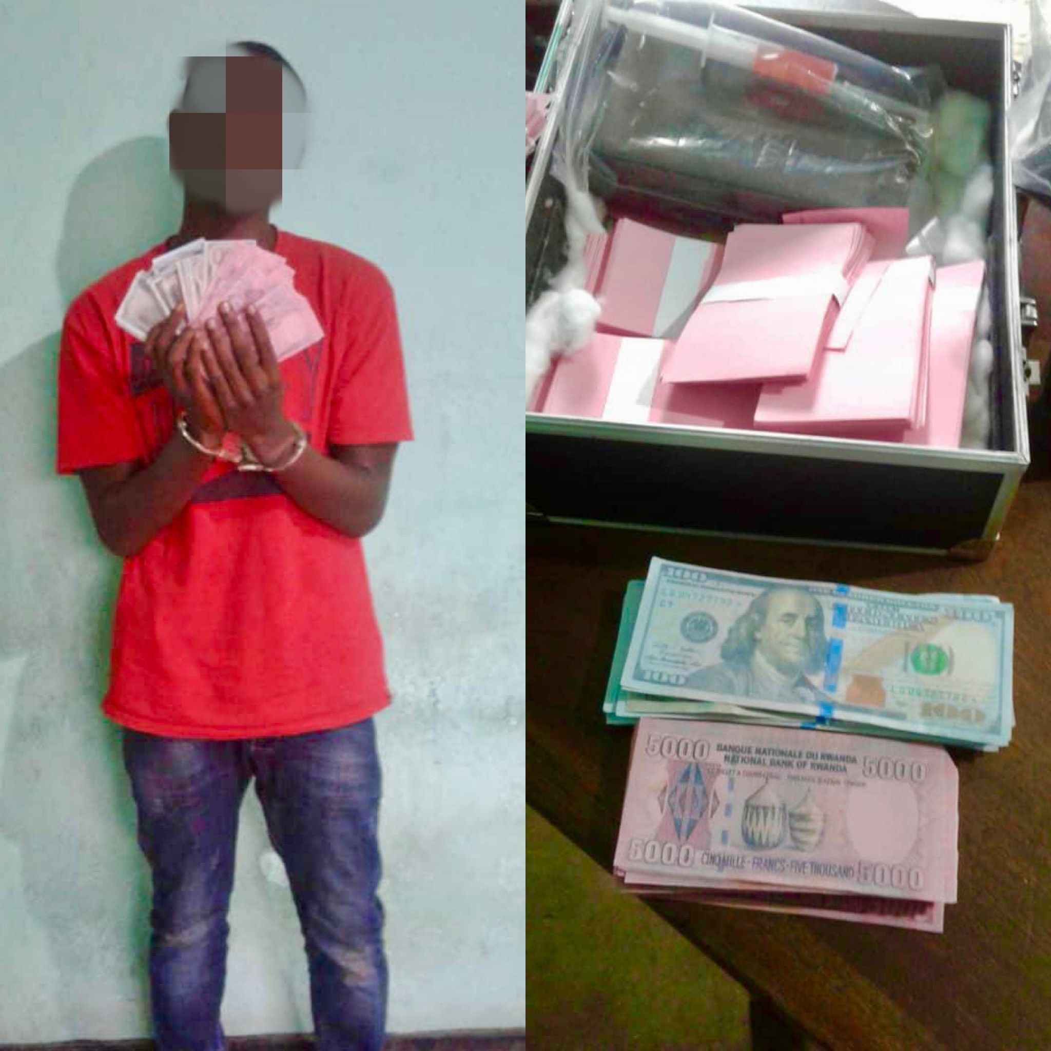 Uyu musore yafatanywe amafaranga y'amiganano arenga miliyoni 13 Frw