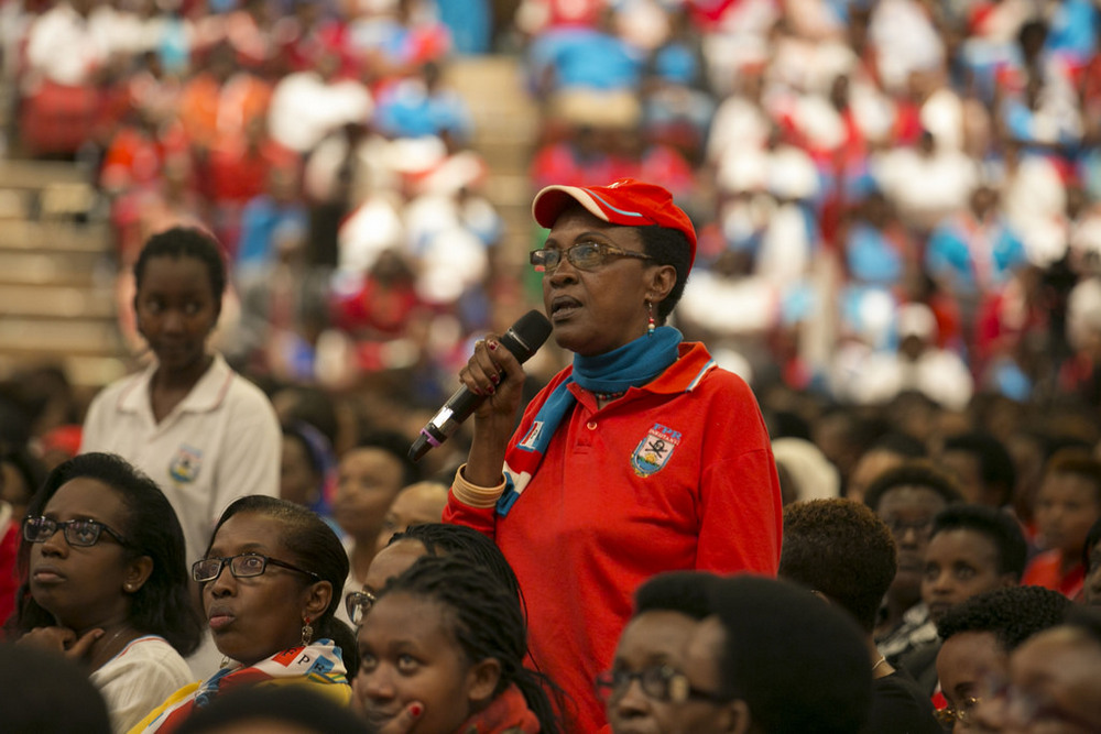 Madamu Ingabire Marie Immaculée uyobora Transparency International Rwanda atanga ibitekerezo muri iyi nama
