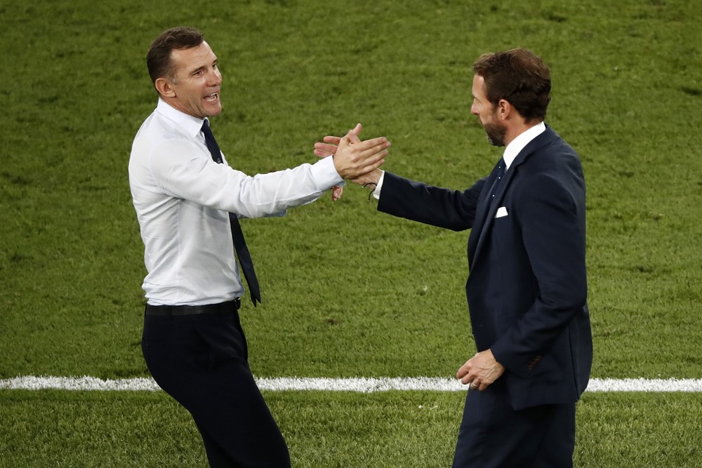 Andriy Shevchenko utoza Ukraine na Gareth Southgate utoza u Bwongereza, nyuma y'umukino bakoranye mu ntoki