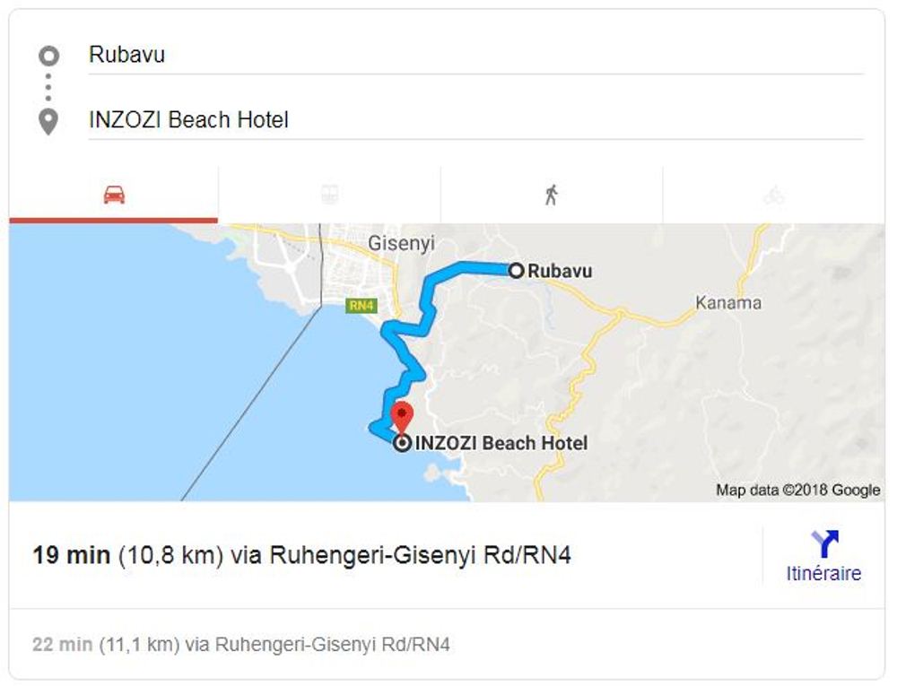 Kuva mu mujyi wa Rubavu ujya i Nyamyumba harimo ibilometero bigera ku 10