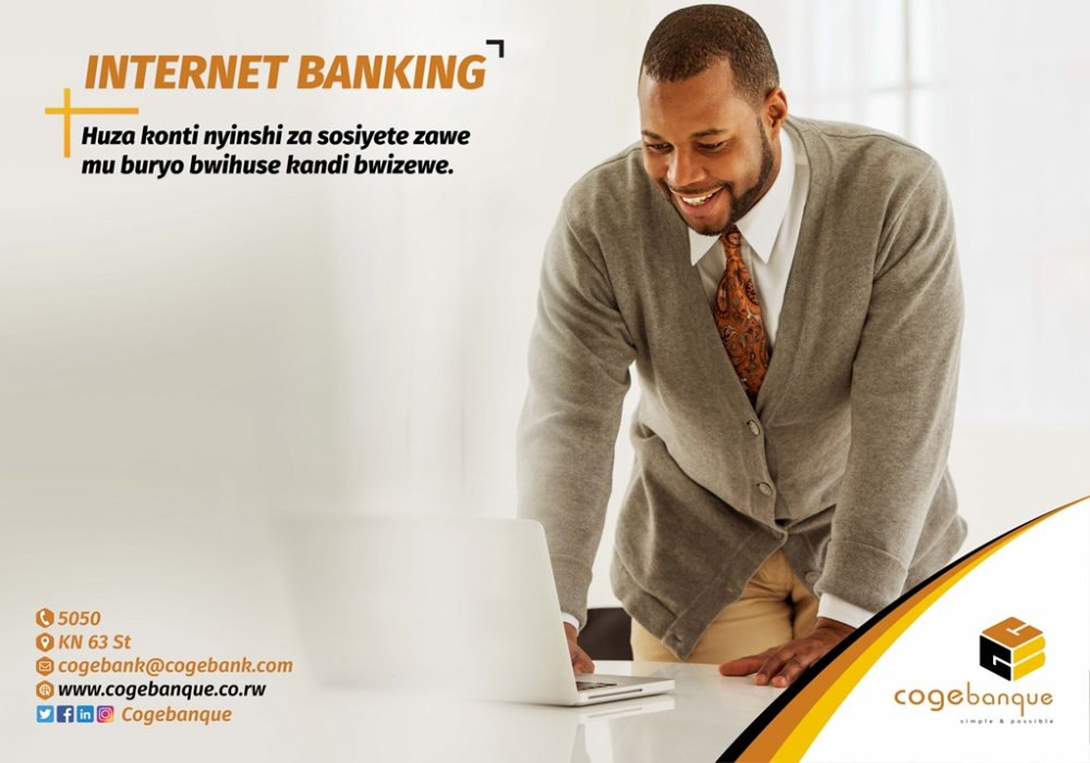 Uburyo bwa Internet Banking butuma umukiliya ashobora kubona serivisi za Cogebanque mu buryo bworoshye