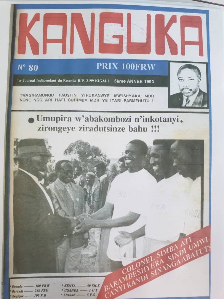 Umutwe w'inkuru ya Kanguka ivuga ku mukino wahuje Inkotanyi n'Abakombozi wararikoroje