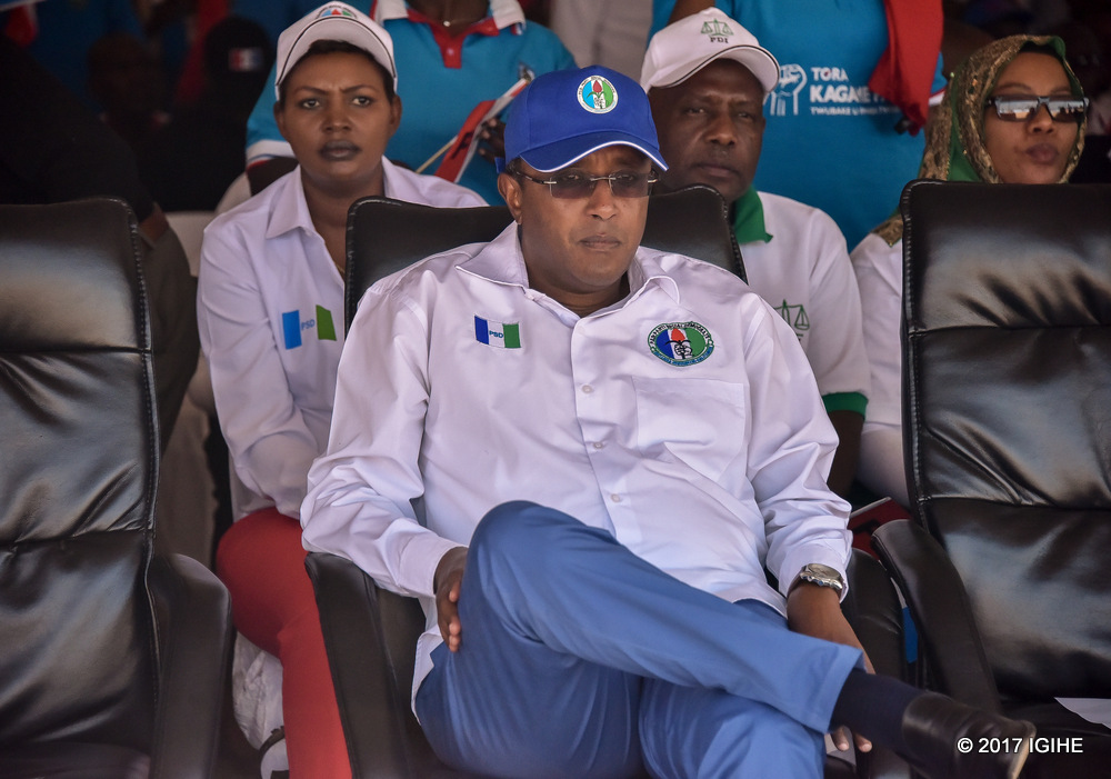 Umuyobozi wa PSD, Vincent Biruta, ubwo yari yitabiriye ibikorwa byo kwiyamamaza bya Paul Kagame ku wa Gatanu i Nyanza na Ruhango
