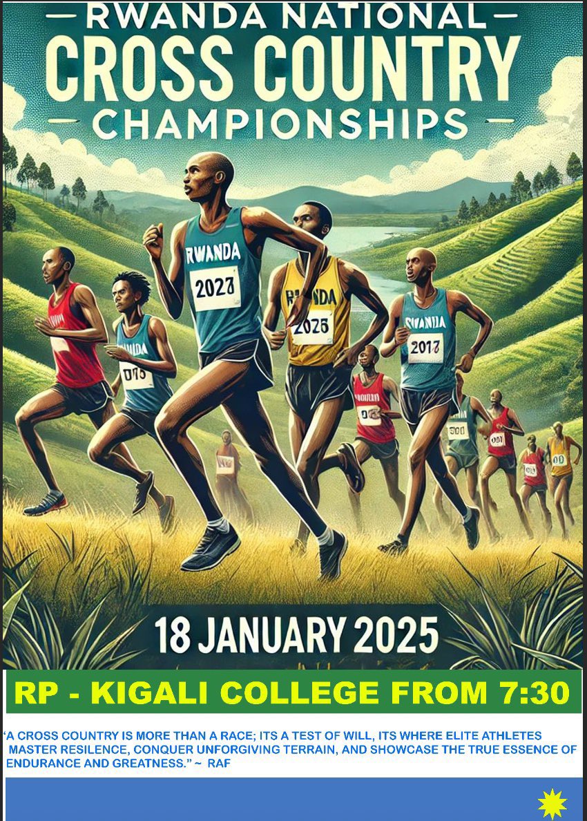 Shampiyona ngarukamwaka ya Cross Country izongera kuba ku wa Gatandatu, tariki ya 18 Mutarama 2025, guhera saa Moya za mu gitondo