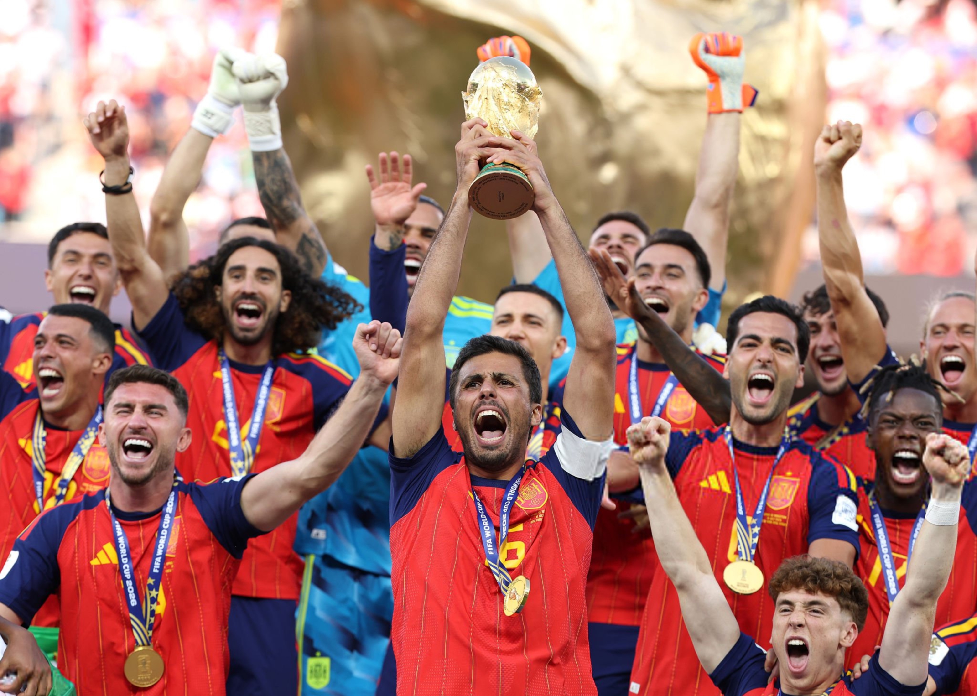 Abakinnyi ba Espagne bishimira Igikombe cy'Isi