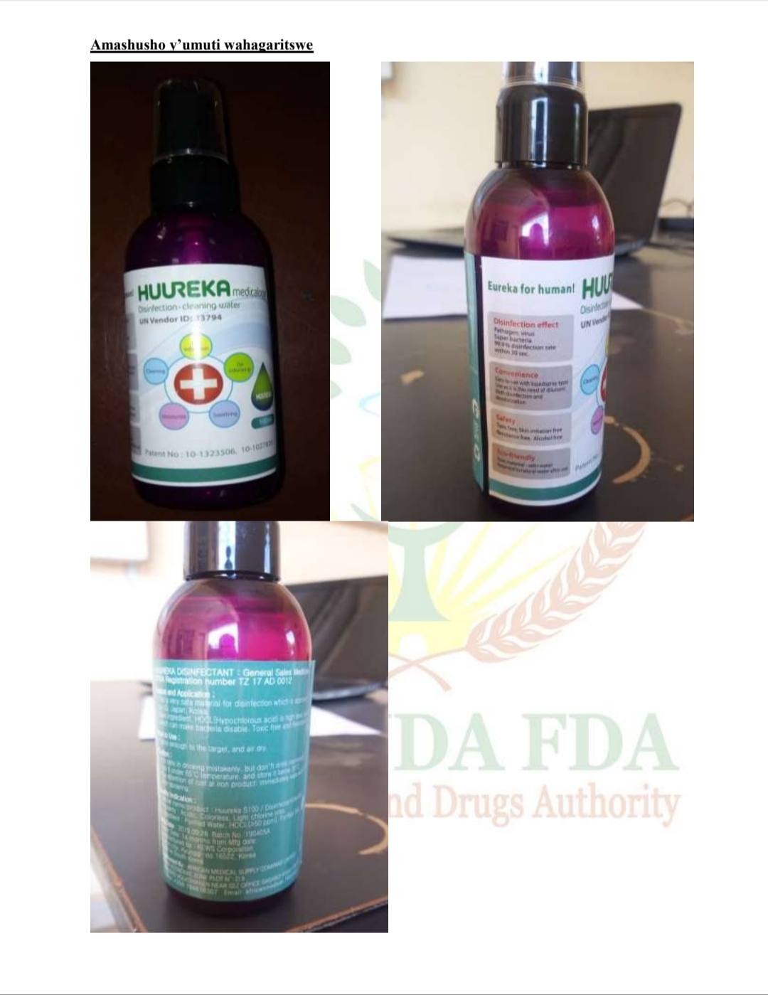 Rwanda FDA yahagaritse by'agateganyo ikoreshwa rya Huureka Disinfectant