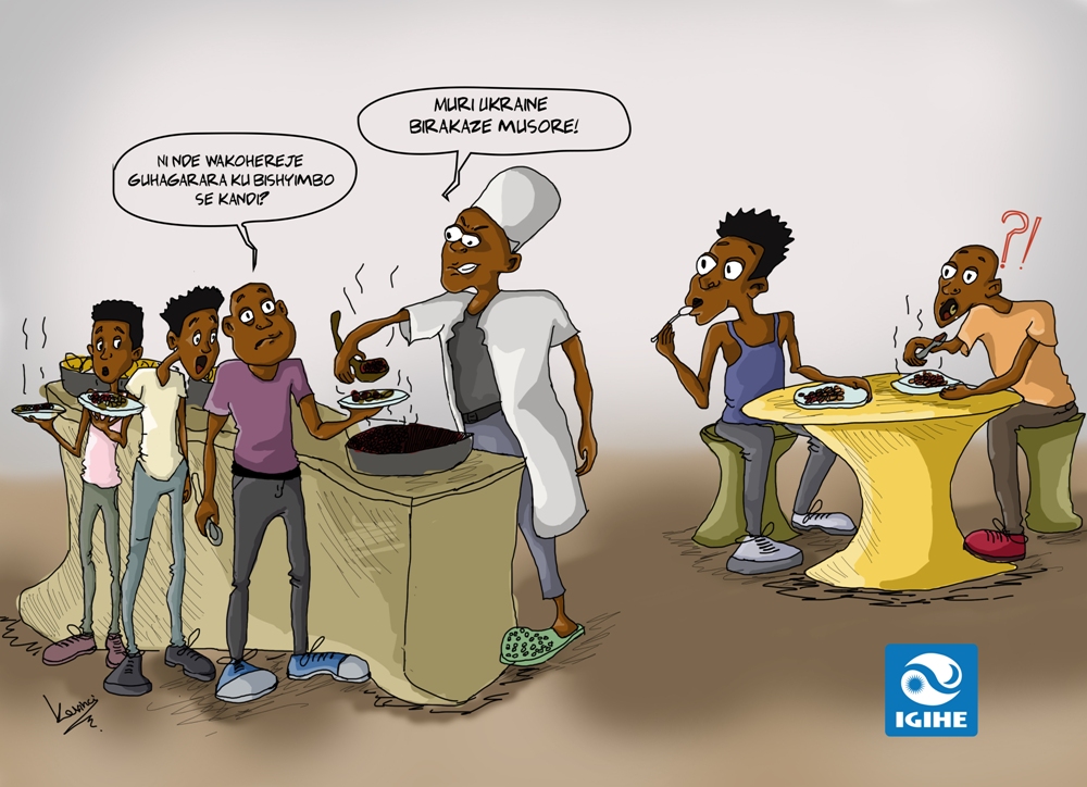 Izamuka ry'ibiciro by'ibiribwa ryatumye bisigaye byigonderwa umugabo bigasiba undi (Cartoon: Uwase Kevine)