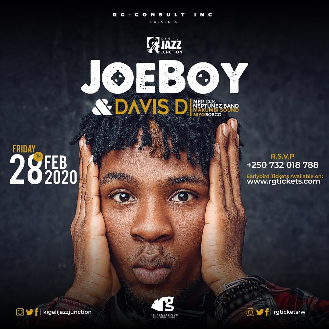 Joeboy azafatanya mu gitaramo na Niyo Bosco ndetse na Davis D