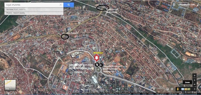Ikarita ya Google igaragaza imihanda ifunze (ahari utuziga tw'umukara harafunze)