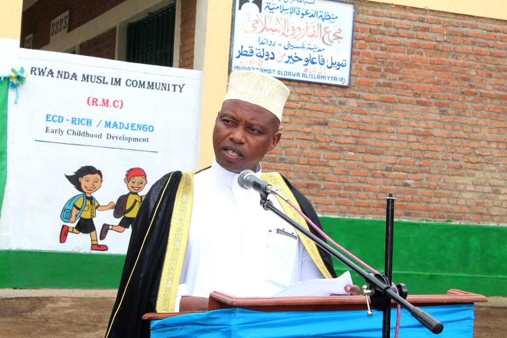Mufti w'u Rwanda Hitimana Saleh ageza ijambo ku bitabiriye ifungurwa ry'irerero