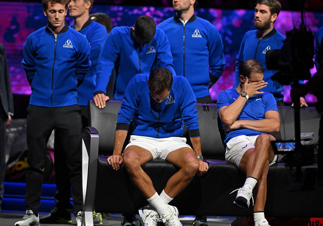 Rafael Nadal wababajwe no gusezera kwa mugenzi we na we yaturitse ararira