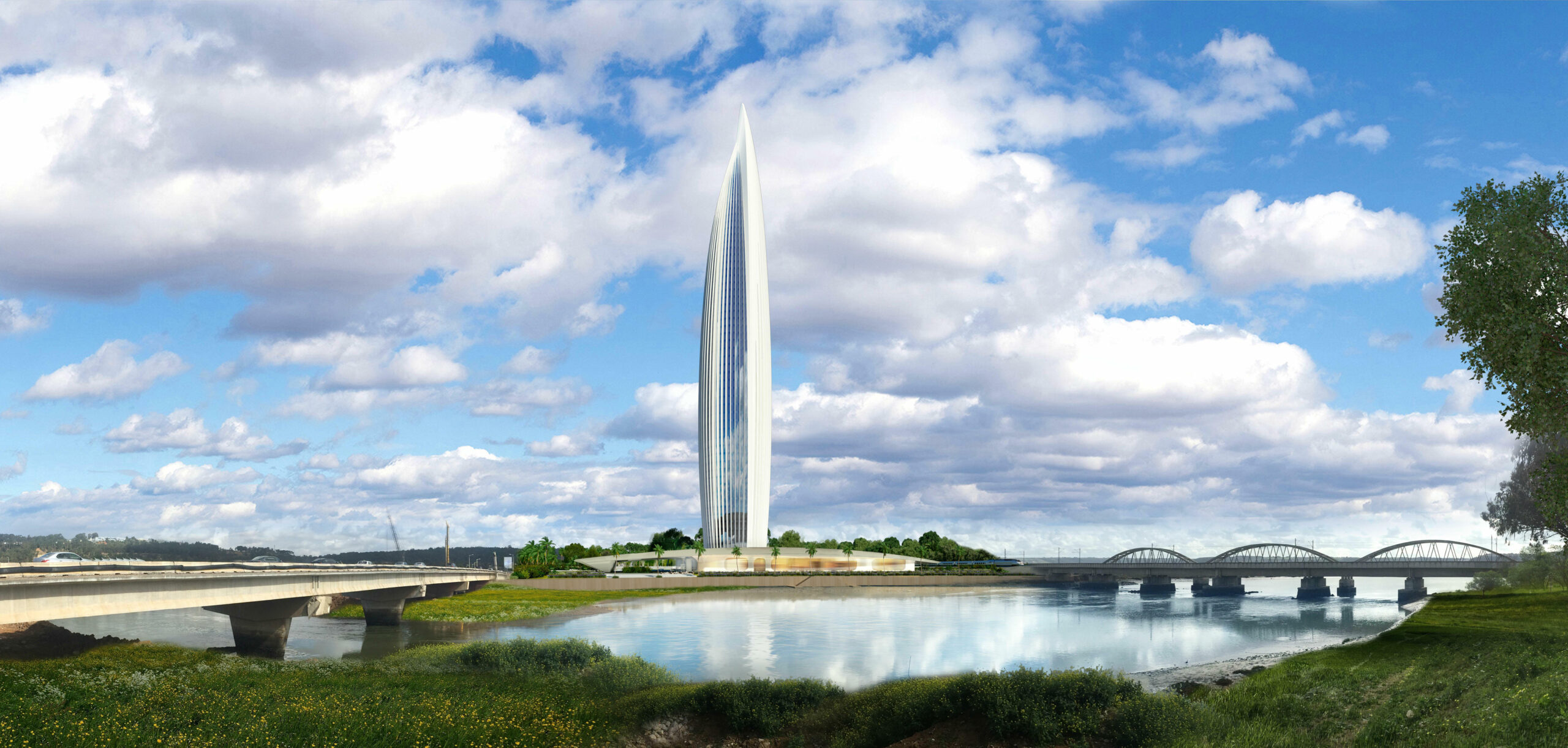 Mohammed VI Tower inyubako ndende muri Rabat igaragaza ishusho nziza y'Umujyi
