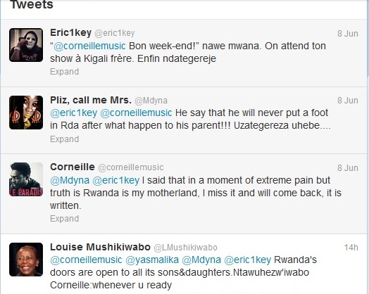 Corneille yanditse kuri twitter ko ateganya kuzagaruka mu Rwanda