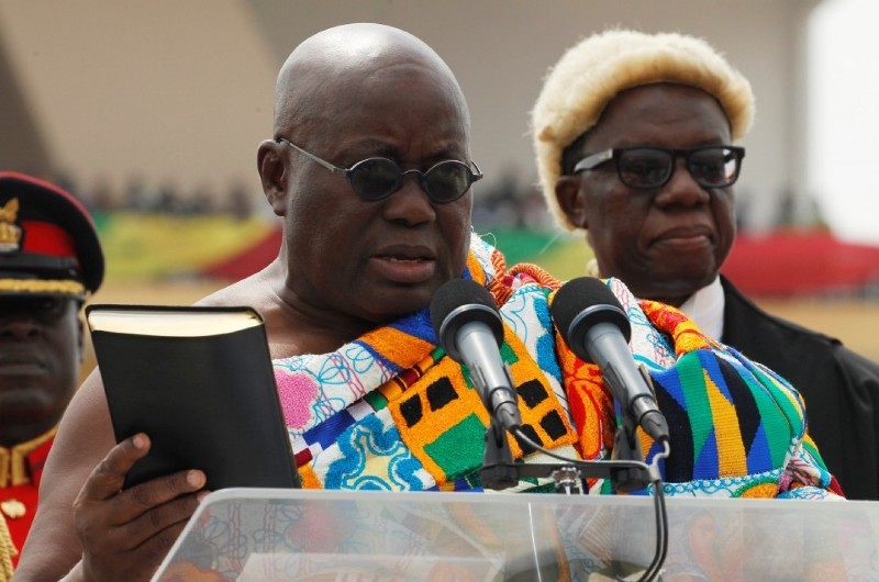 Perezida Nana Akufo-Addo arahira ku mugaragaro mu muhango wayobowe n’Umushinjacyaha Mukuru, Georgina Theodora Wood i Accra muri Ghana