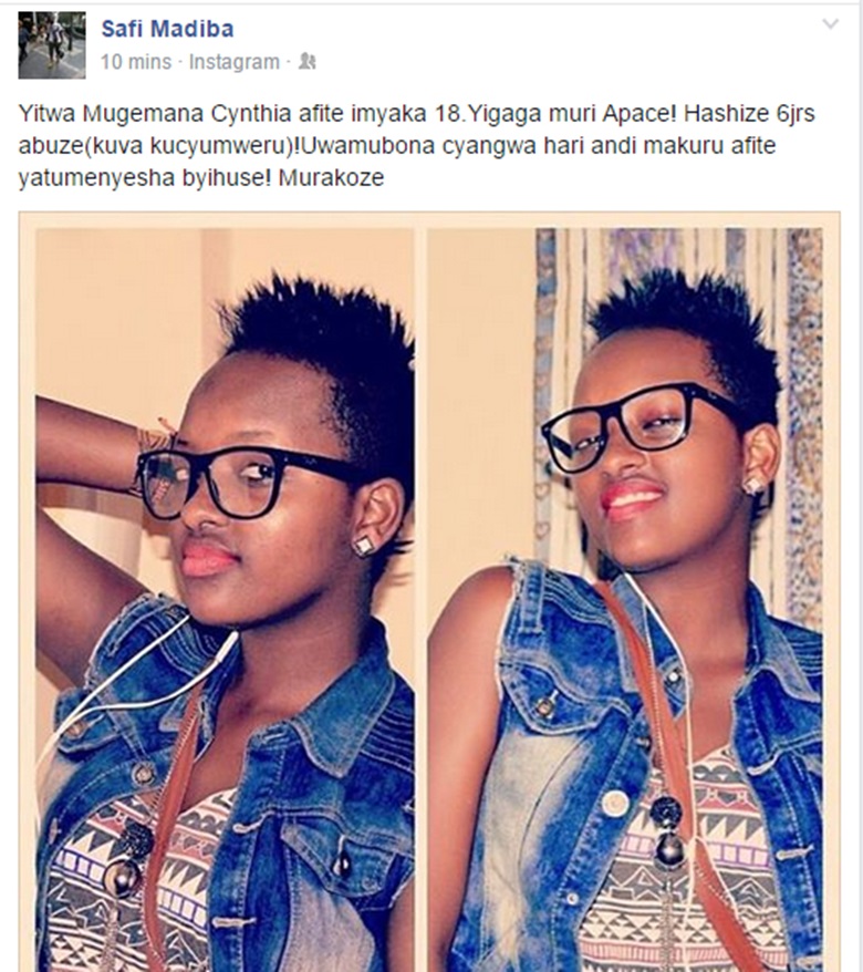 Uyu mukobwa yari amaze igihe ashakishwa ku mbuga za internet