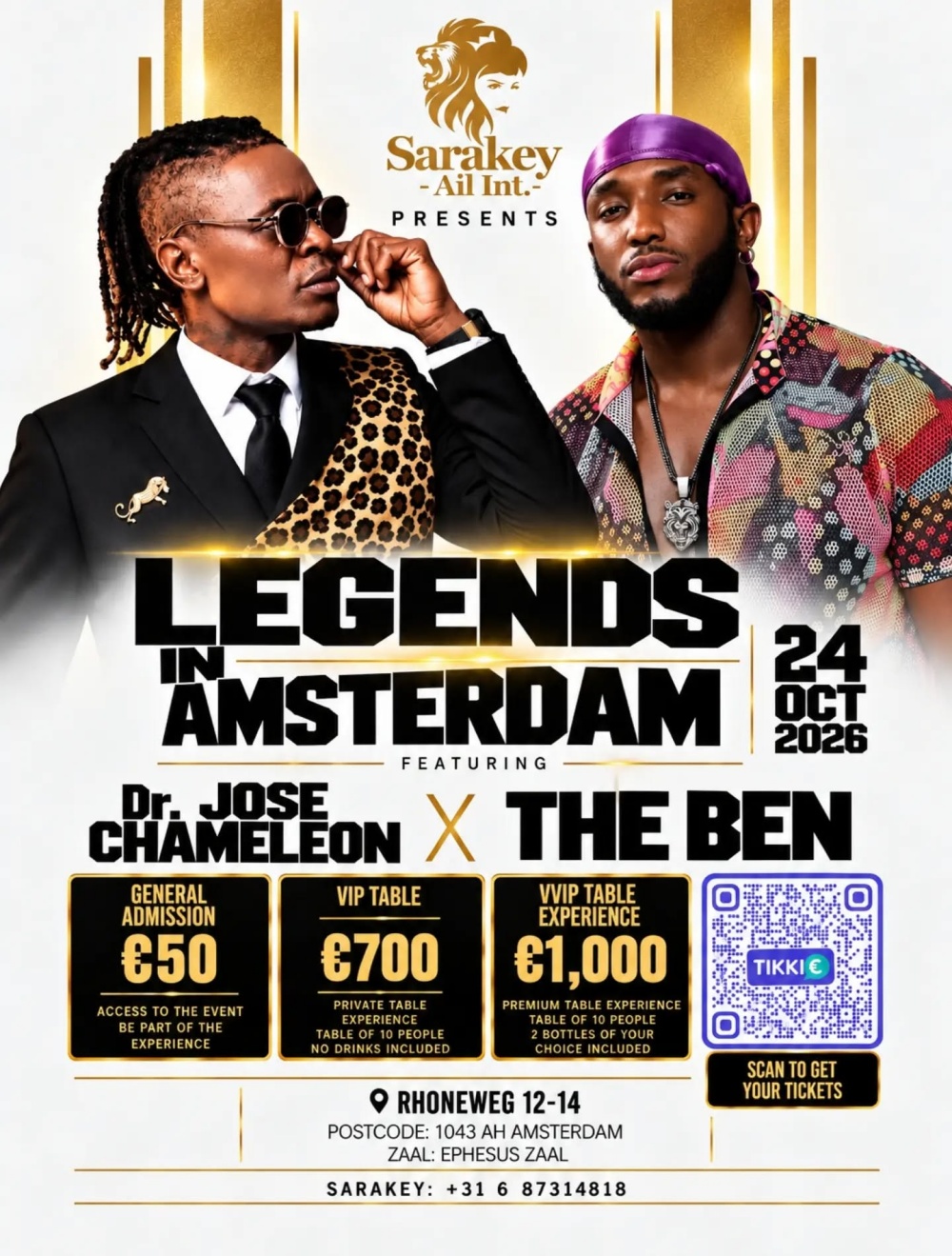 The Ben na Jose Chameleone bagiye guhurira mu gitaramo i Amsterdam mu Buholandi