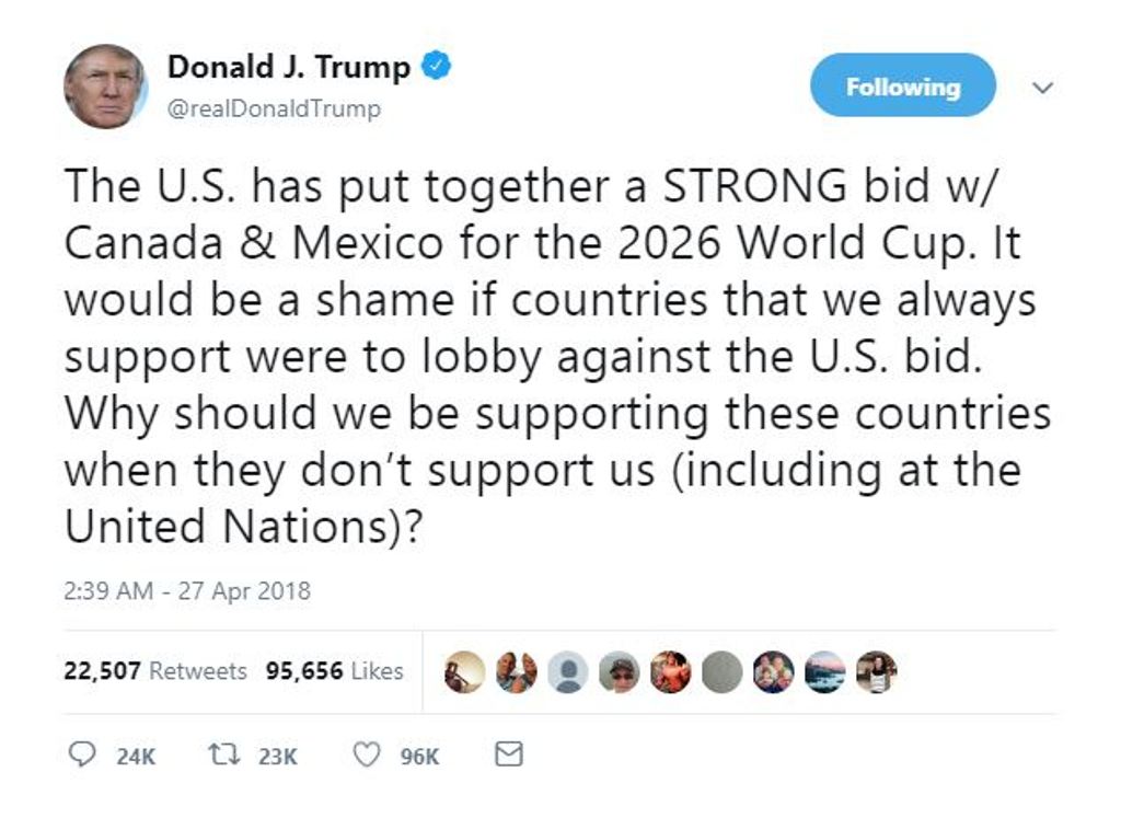 Ubutumwa Perezida Donald Trump yanyujije ku rukuta rwe rwa Twitter