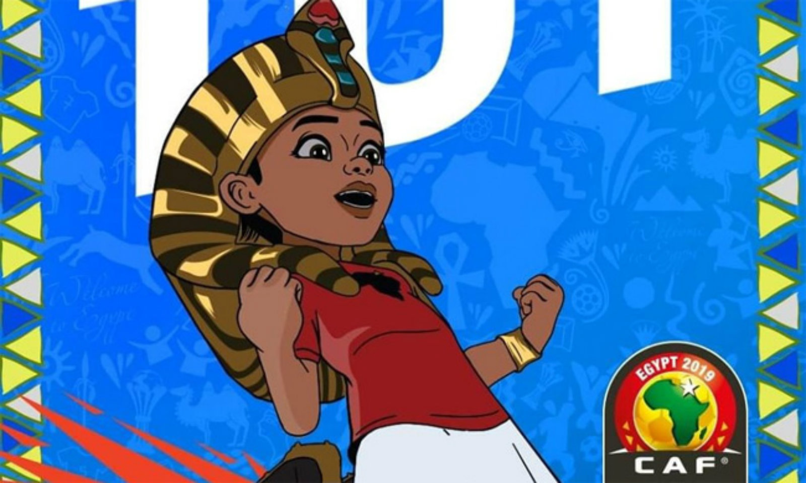 Ikirango cy'Igikombe cya Afurika 2019 gikoze mu ishusho y'abami ba Misiri ba kera 'Pharaohs'