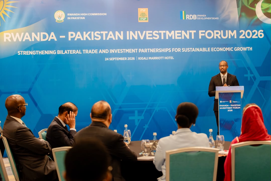 Minisitiri Kajangwe ageza ijambo ku bitabiriye ihururo ry'ishoramari hagati y'u Rwanda na Pakistan