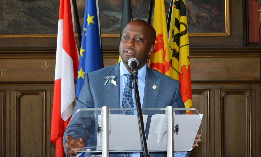 Ambasaderi w'u Rwanda mu Bubiligi, Olivier Nduhungirehe ageza ijambo ku bitabiriye Kwibuka23