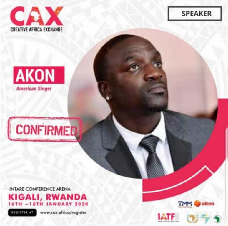 Umuhanzi Akon mu bemeje ko bazaba bari mu Mujyi wa Kigali mu nama iziga ku iterambere no guhanga udushya muri Afurika