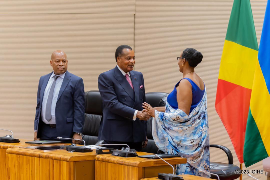 Ubwo Perezida Nguesso yinjiraga mu ngoro y'Inteko Ishinga Amategeko y'u Rwanda