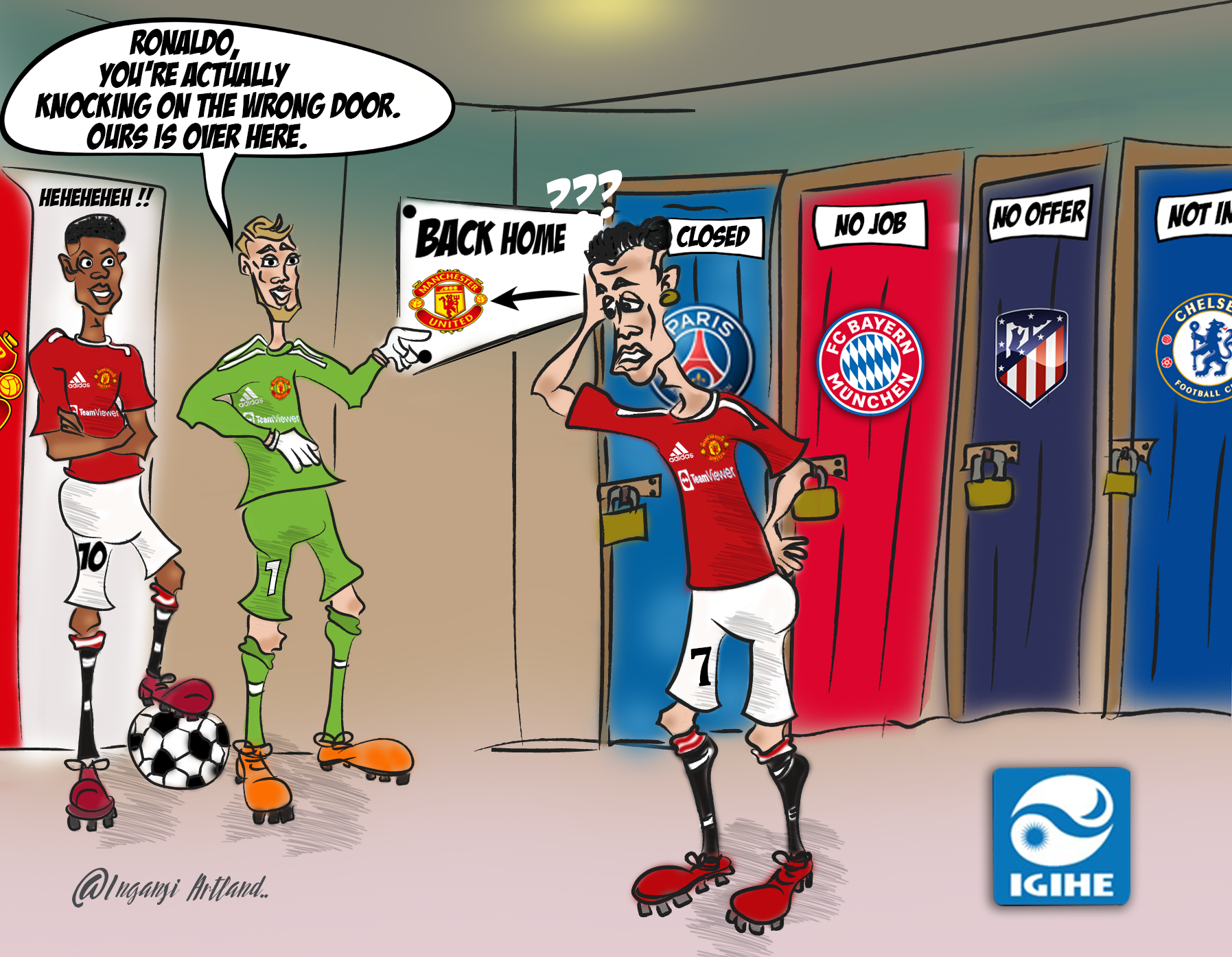 CARTOON: Cristiano Ronaldo akomeje kwirengagizwa n’amakipe akomeye