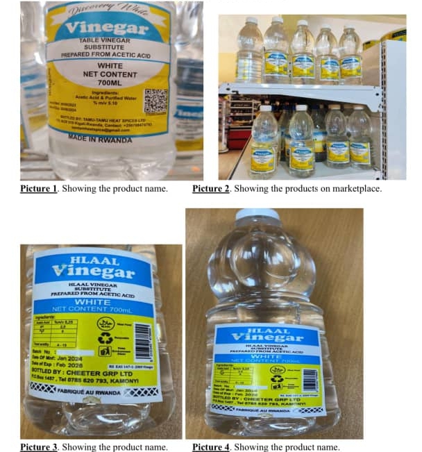 Rwanda FDA yahagaritse ibigo bibiri bikora ‘Vinegre’