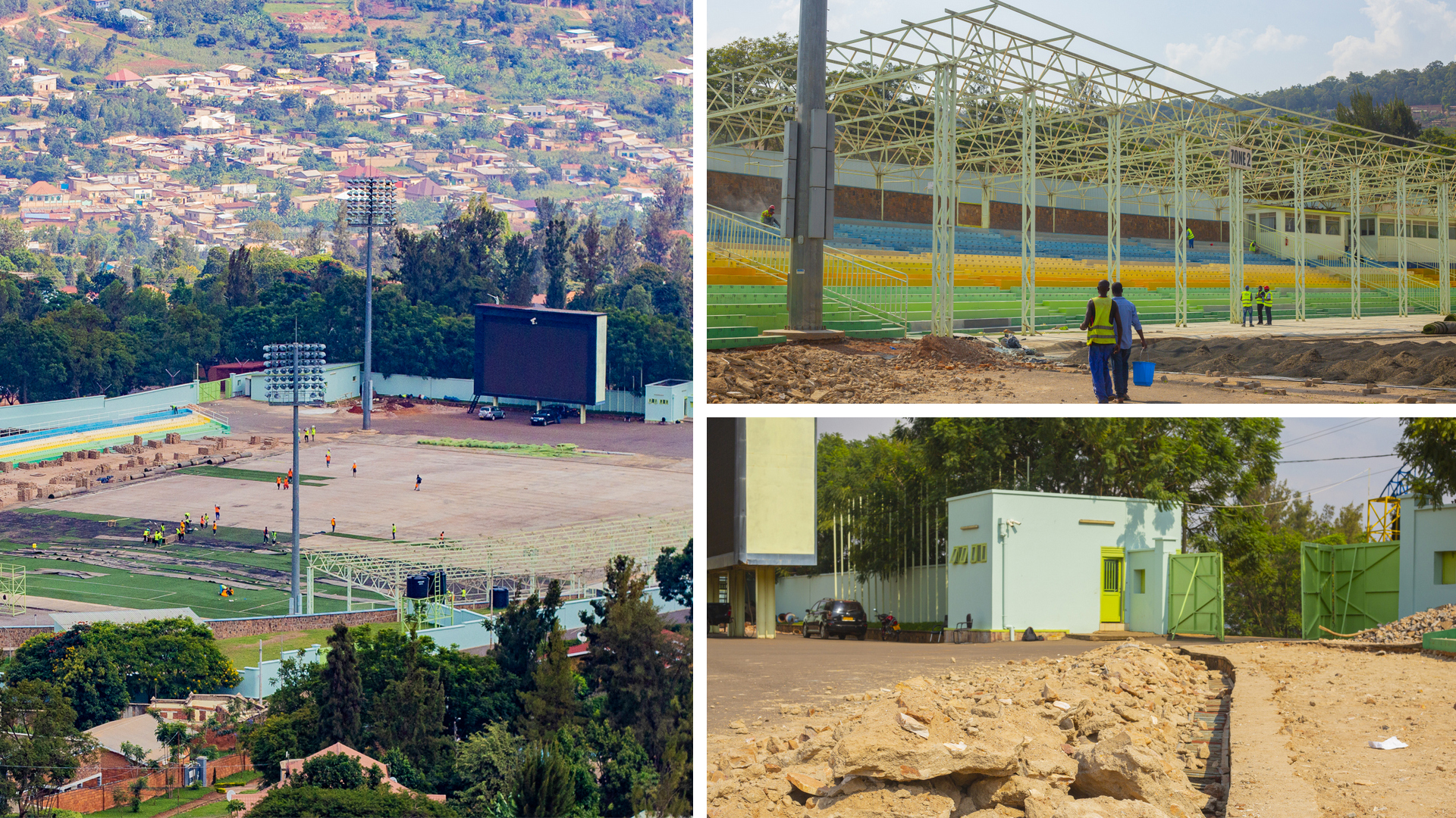 Stade ya Kigali iri kuvugururwa amasigamana (Amafoto)