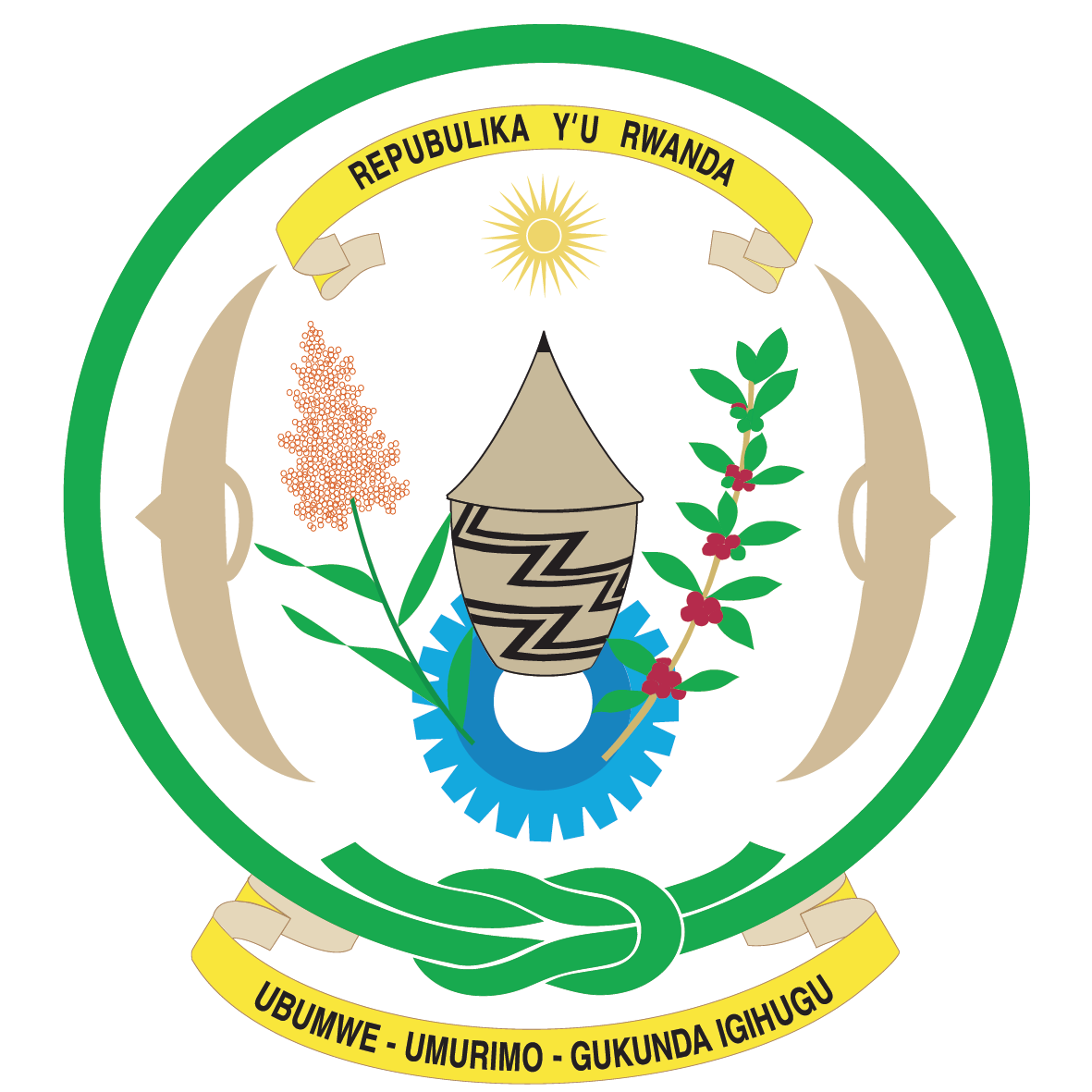 Ikirangantego cy'u Rwanda kuri ubu gishushanya ubumwe bw'abanyarwanda nk'ipfundo ry'amajyambere arambye