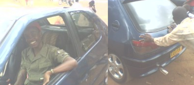 Danny Nanone ari mu modoka abafana bamusunika