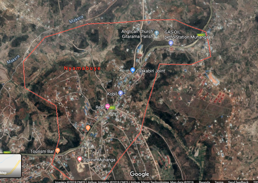 Ifoto ya Satelite igaragaza umurenge wa Nyamabuye muri Muhanga