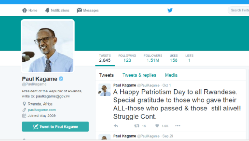 Perezida Kagame kuri Twitter