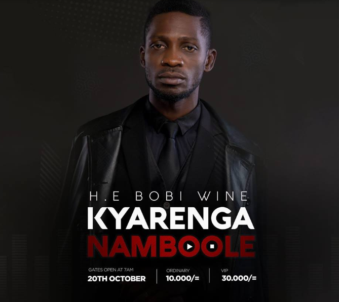 Bobi Wine ari gutegura igitaramo kuwa 20 Ukwakira 2018